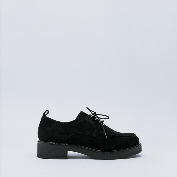 Real Suede Lace Up Chunky Loafer. - Picture 2 of 6